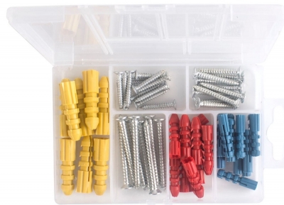 Assorted Self Tapping Screw & Plug 60 Pack