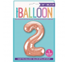 Rose Gold Number 2 Shaped Foil Balloon 34"