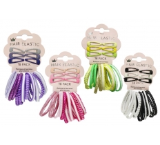 Hair Elastic With Clips 18 Pack