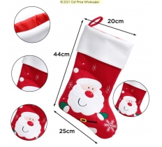 DELUXE PLUSH RED WHITE TOP CUTE SANTA STOCKING 40CM X 25CM