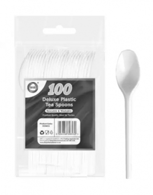 100pc Reusable Deluxe Plastic Tea Spoons