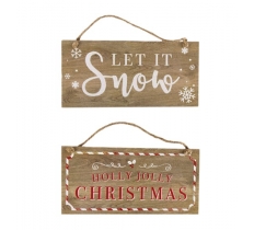 Festive Wooden Plaque Wall Hanging 12cm x 25cm