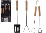 BBQ Steel Set With Wood Handles Pack Of 3 - 36cm