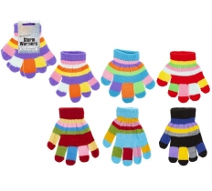 Childs Multi Colour Striped Magic Gloves