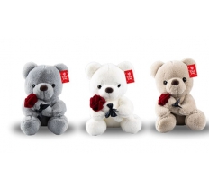 Valentines Plush Teddy With Rose 27cm