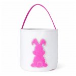 Easter Bucket With Fuzzy Fur Sequence Pink Bunny