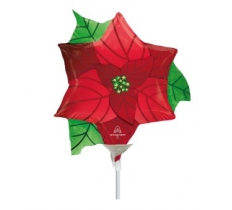 Poinsettia Flower Mini Shape Foil Balloon