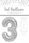 25" Number 3 Silver Foil Balloon