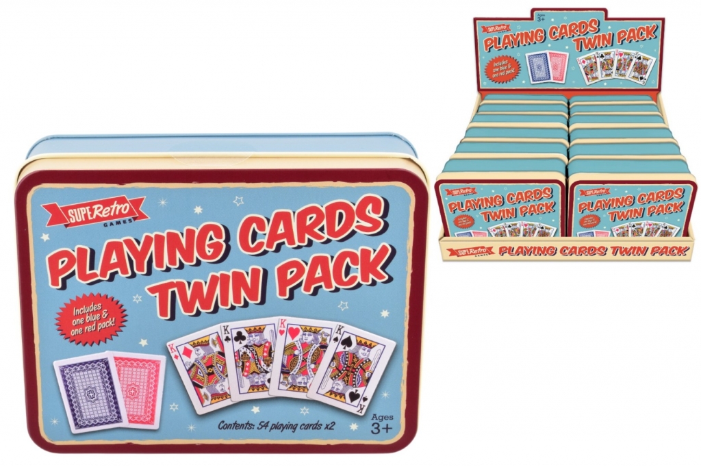 "Retro" 2 Pack Playing Cards In Tin Box - Click Image to Close