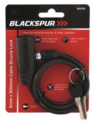 Blackspur 6mm x 900mm Cable Bicycle Lock