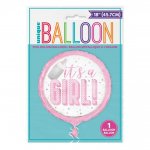 Pink It's A Girl Foil Balloon 18"