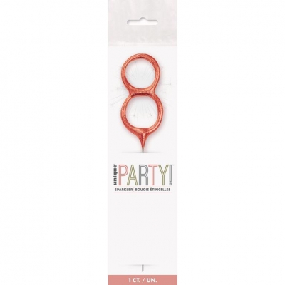Birthday Rose Gold Glitz Number 8 Sparkler 7"