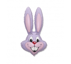 35" Lilac Bunny Rabbit Head Foil Balloon Packaged