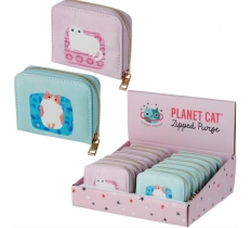 Angie Rozelaar Planet Cat Zip Around Small Wallet Purse
