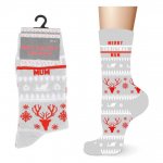 Ladies Cotton Merry Christmas Mum Design Socks