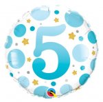 18" Blue Dots Age 5 Foil Balloon ( 1 )