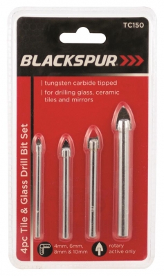 Blackspur 4 Pack Tile And Glass Drill Bit Set