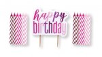 Birthday Glitz Pink Happy Birthday Candle Set - 8cm - Pack 3