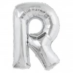 Silver Letter R Shaped Foil Balloon 34" Pack aged