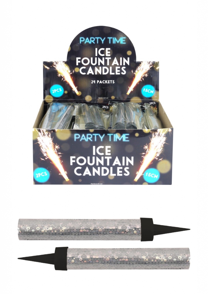 Silver 15cm Ice Fountain Firework Candle 2 Pack - Click Image to Close