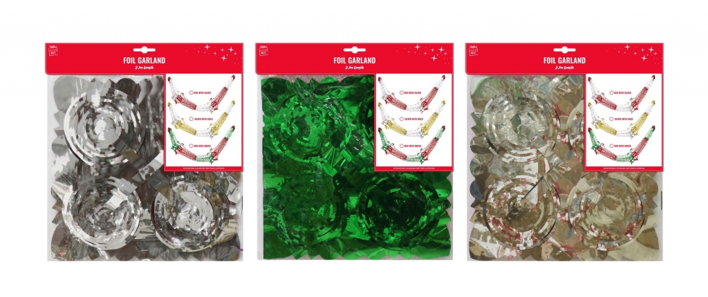 Foil Garland 2.75m ( Assorted Colours ) - Click Image to Close