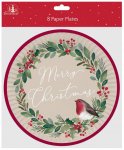 PARTY CHRISTMAS 8 PACK PAPER PLATES - TRAD