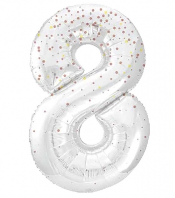 34" GLITZ 8 Rose Gold Printed Prism Foil Balloon Numeral
