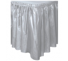 Silver Solid Plastic Table Skirt 29"X14Ft
