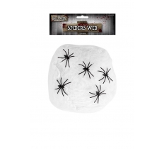 White Spiders Web (40g) with 5 Plastic Spiders