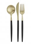 Black And Gold Plastic Cutlery x12 ( Assorted )