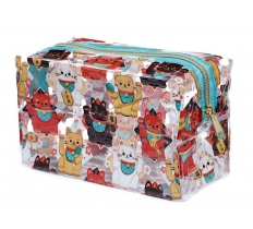 Maneki Neko Lucky Cat Clear Pvc Toiletry Makeup Wash Bag