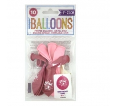 9" Birthday Girl Balloon Pack Of 10