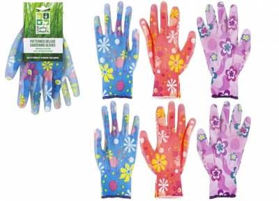 LADIES PATTERNED EXTRA GRIP GARDEN GLOVES