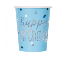 Glitz Blue Happy Birthday Prism 9oz Cup 8pc