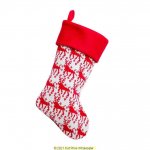 Deluxe Plush Red Knitted Nordic Stag Stocking 40cm X 25cm