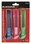 Blackspur 3 Pack Transparent Snap-Off Knife Set