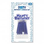 Blue Mettalic Cake Candle Set