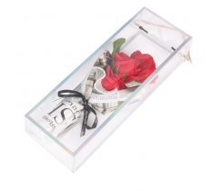 Artificial 26cm 3 Headed Red Rose In 35cm GIft Box