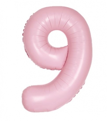 34" Unique Matte Lovely Pink Number 9 Foil Balloon
