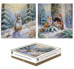 Cards Xmas 12 Square Boxed Woodland Animal