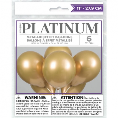 Gold Platinum 11" Latex Balloons 6 Pack