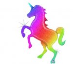 Glitter Rainbow Unicorn Holog. 54" Single Pack