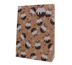 Christmas Gift bag Kraft Xmas Pudding Ex Large(32x44x11cm)