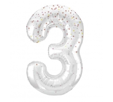34" GLITZ 3 Rose Gold Printed Prism Foil Balloon Numeral