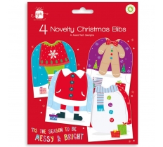 Pack Of 4 Novelty Christmas Bibs