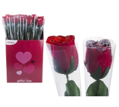 Deluxe Artificial Glitter Rose 55cm