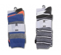 Mens Stripe Ankle Socks - 3 Pairs