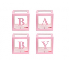 Set Of 4 Pink Baby Balloon Boxes 30cm X 30cm