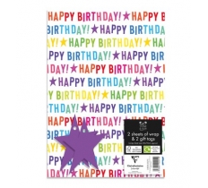 2 Happy Birthday Gift sheet and 2 Gift Tags
