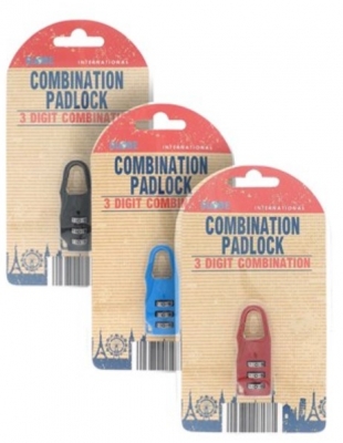 Travel Combination Padlock ( Assorted Colours )